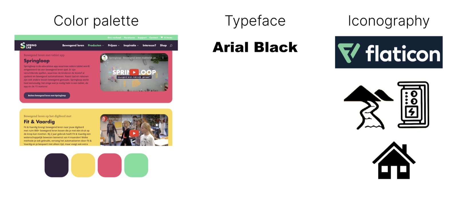 Palette, typeface and icon decisions