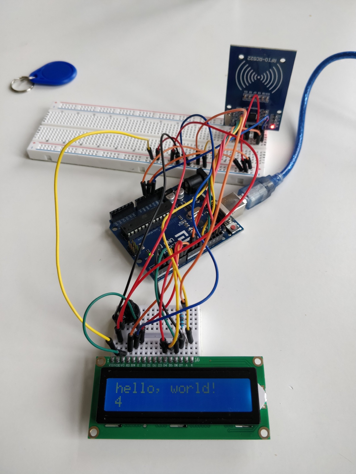 Arduino wiring on a breadboard