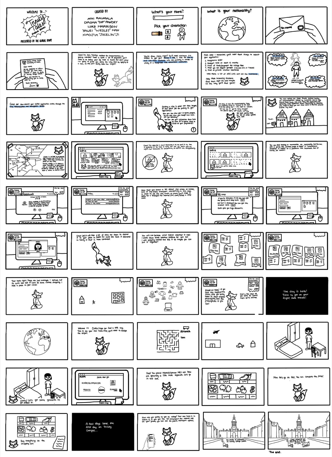 All game wireframes laid out